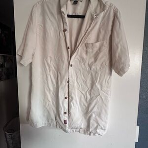 Tommy Bahama Cream Short-Sleeve 100% Silk Shirt Size Small